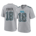 C.Panthers #18 Jalen Coker Player Gray Atmosphere Fashion Game Ldoa Stitched Jerseys