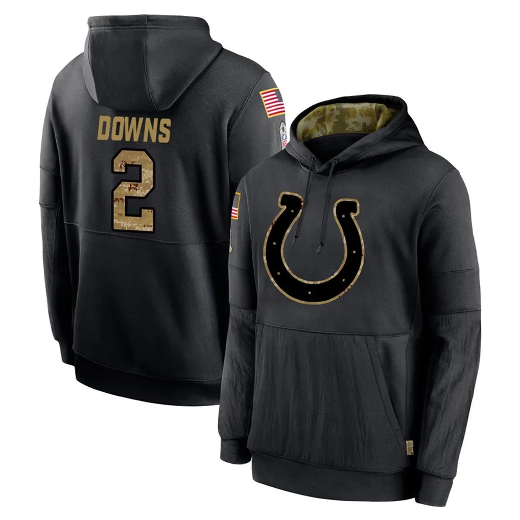 IN.Colts #2 Josh Downs Player Black Salute to Service Hoodies Limited Game Ldoa Stitched Jerseys