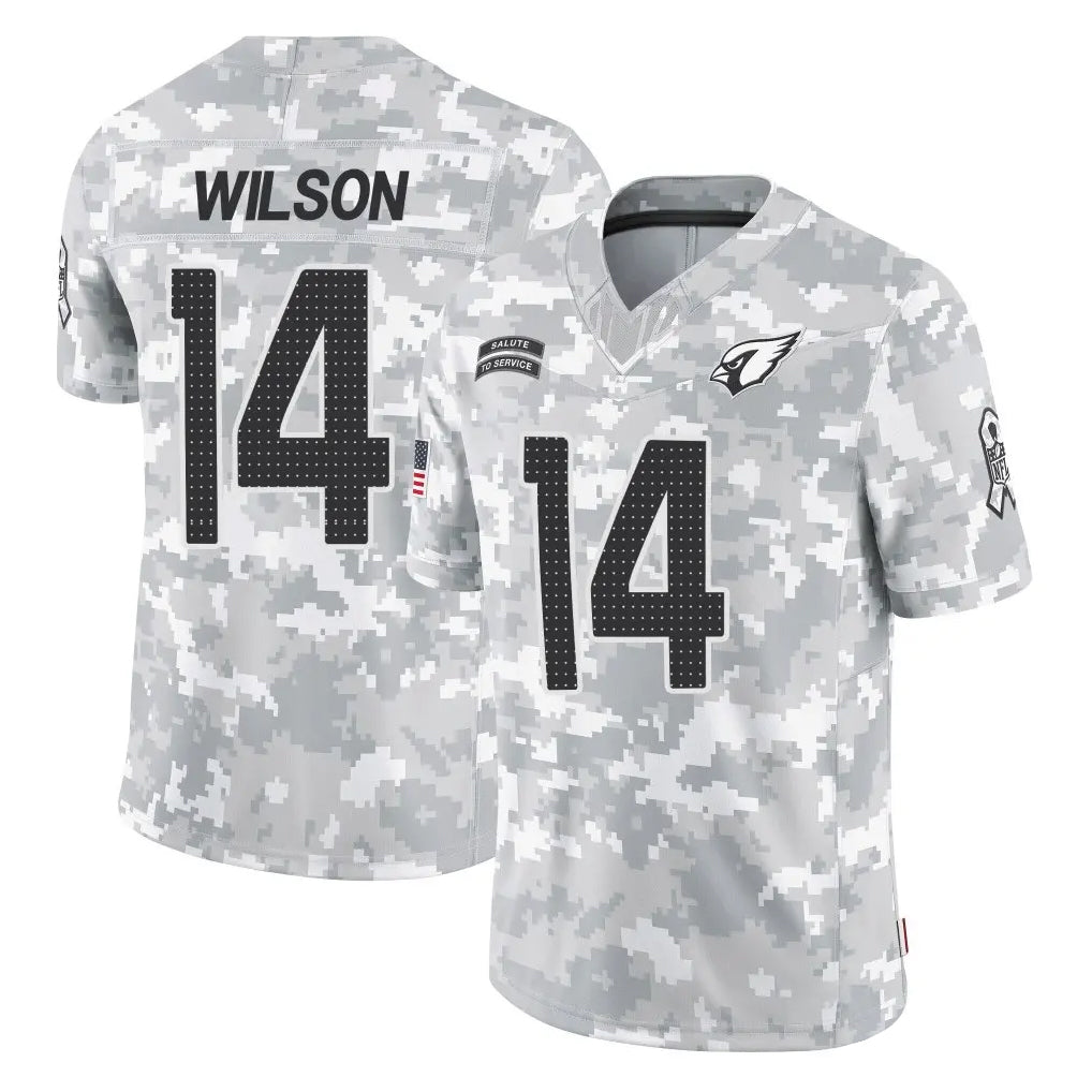 A.Cardinals #14 Michael Wilson Player Camo Salute to Service Limited Home Ldoa Stitched Jerseys