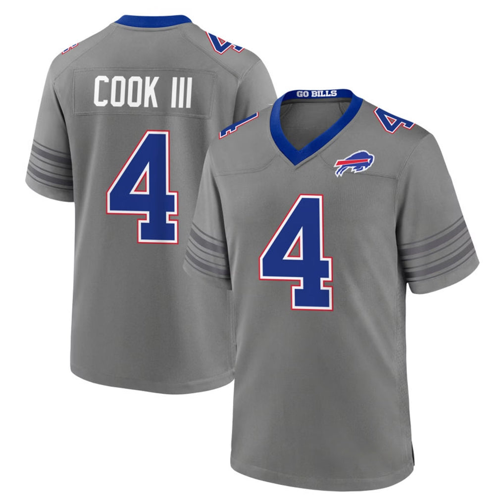 B.Bills #4 James Cook III Player Gray Nickel City Home Game Xdoa Stitched Jerseys