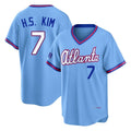 A.Braves #7 Ha-Seong Kim Player Powder Blue 2026 City Connect T-shirt Home Game Ldoa Stitched Jerseys