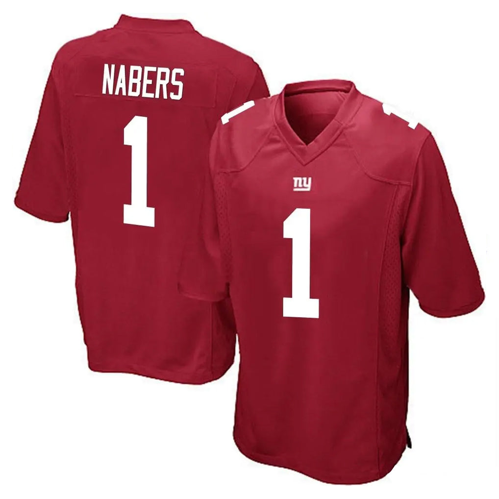 NY.Giants #1 Malik Nabers Player Red Home Game Ldoa Stitched Jerseys
