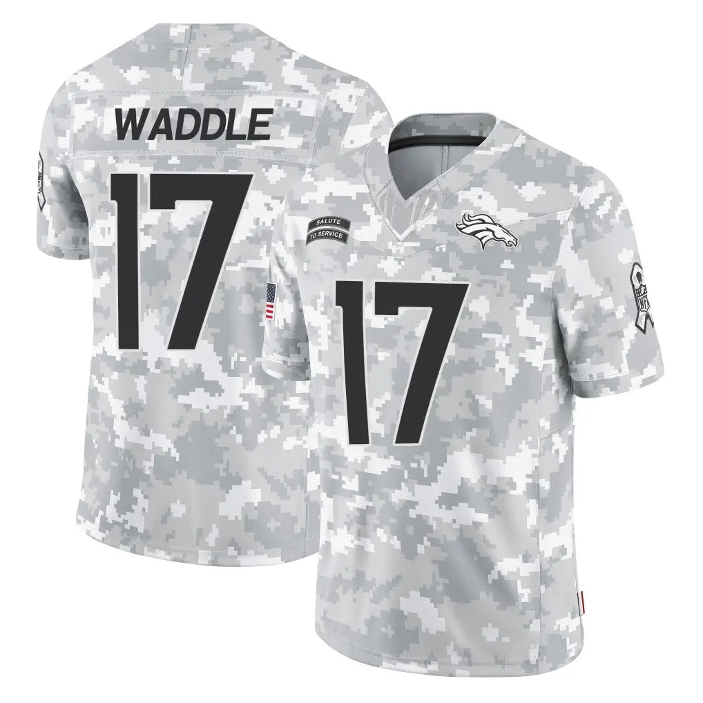 D.Broncos #17 Jaylen Waddle Player Arctic Camo Salute To Service Limited Ldoa Stitched Jerseys