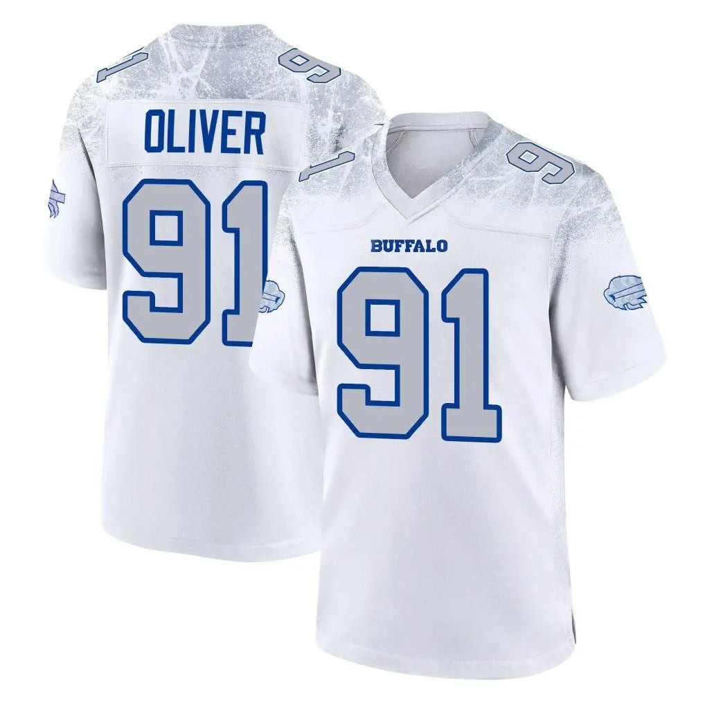 B.Bills #91 Ed Oliver Player White Rivalries Collection Game Xdoa Stitched Jerseys