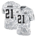 C.Browns #21 Denzel Ward Player Arctic Camo Salute to Service Limited Home Game Ldoa Stitched Jerseys