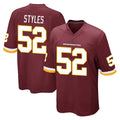 W.Commanders #52 Sonny Styles Player Burgundy Team Color Home Game Ldoa Stitched Jerseys