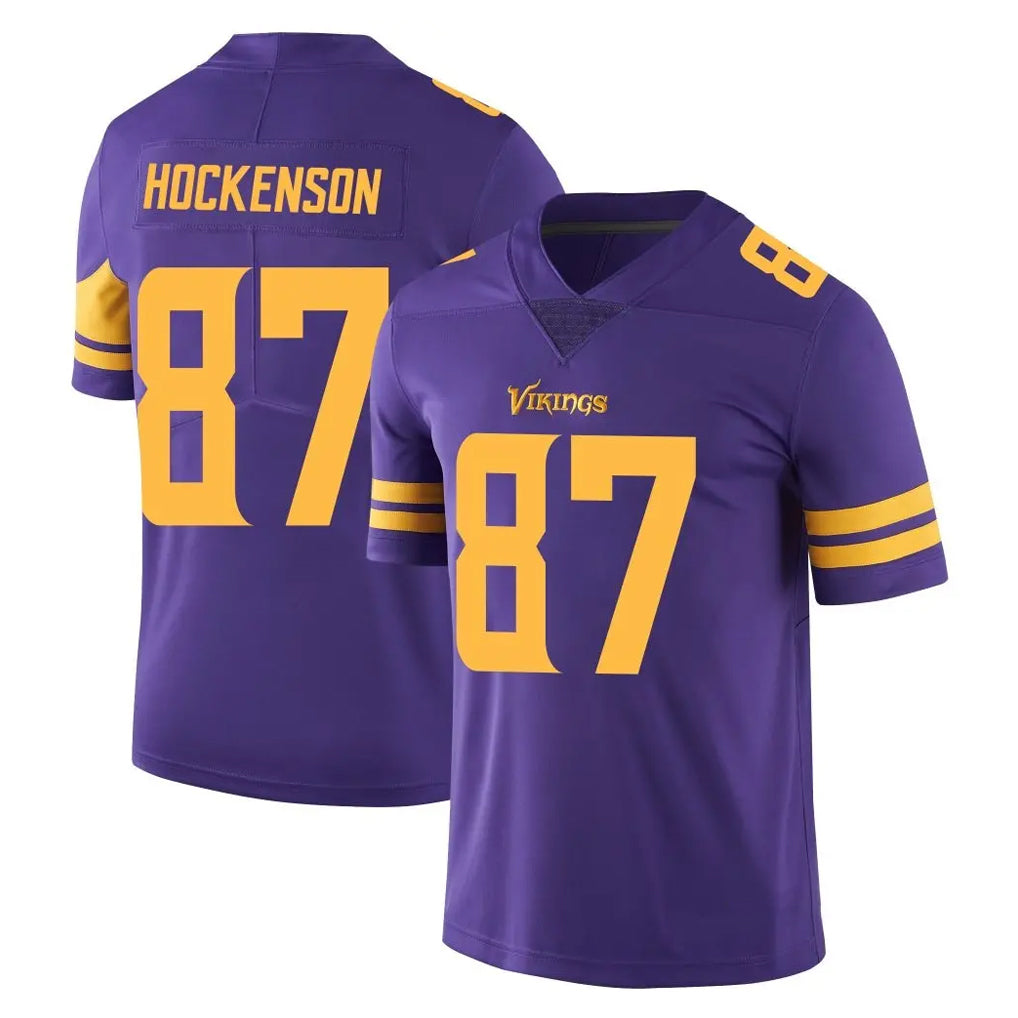 M.Vikings #87 T.J. Hockenson Player Purple Limited Color Rush Home Game Ldoa Stitched Jerseys