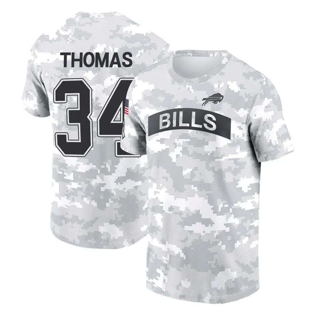 B.Bills #34 Thurman Thomas Player Arctic Camo Salute to Service T-Shirt Hoodies Ldoa Stitched Jerseys