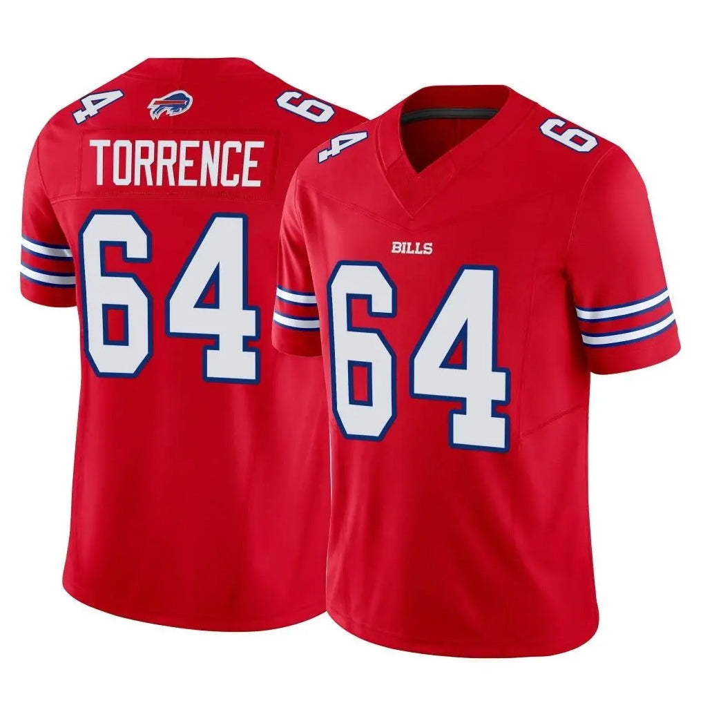 B.Bills #64 O'Cyrus Torrence Player Red Vapor F.U.S.E. Jersey Limited Home Game Ldoa Stitched Jerseys