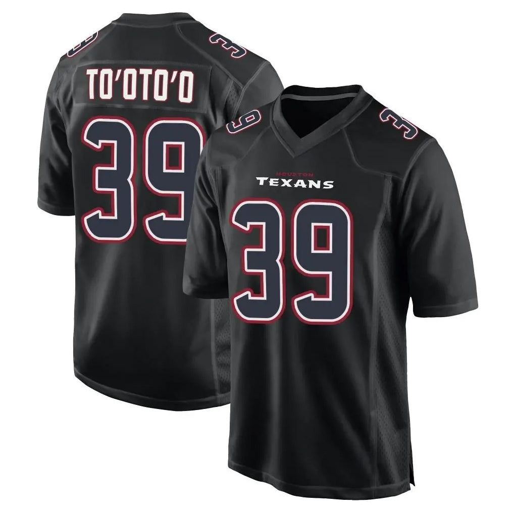 H.Texans #39 Henry To'oTo'o Player Black Fashion Home Game Ldoa Stitched Jerseys
