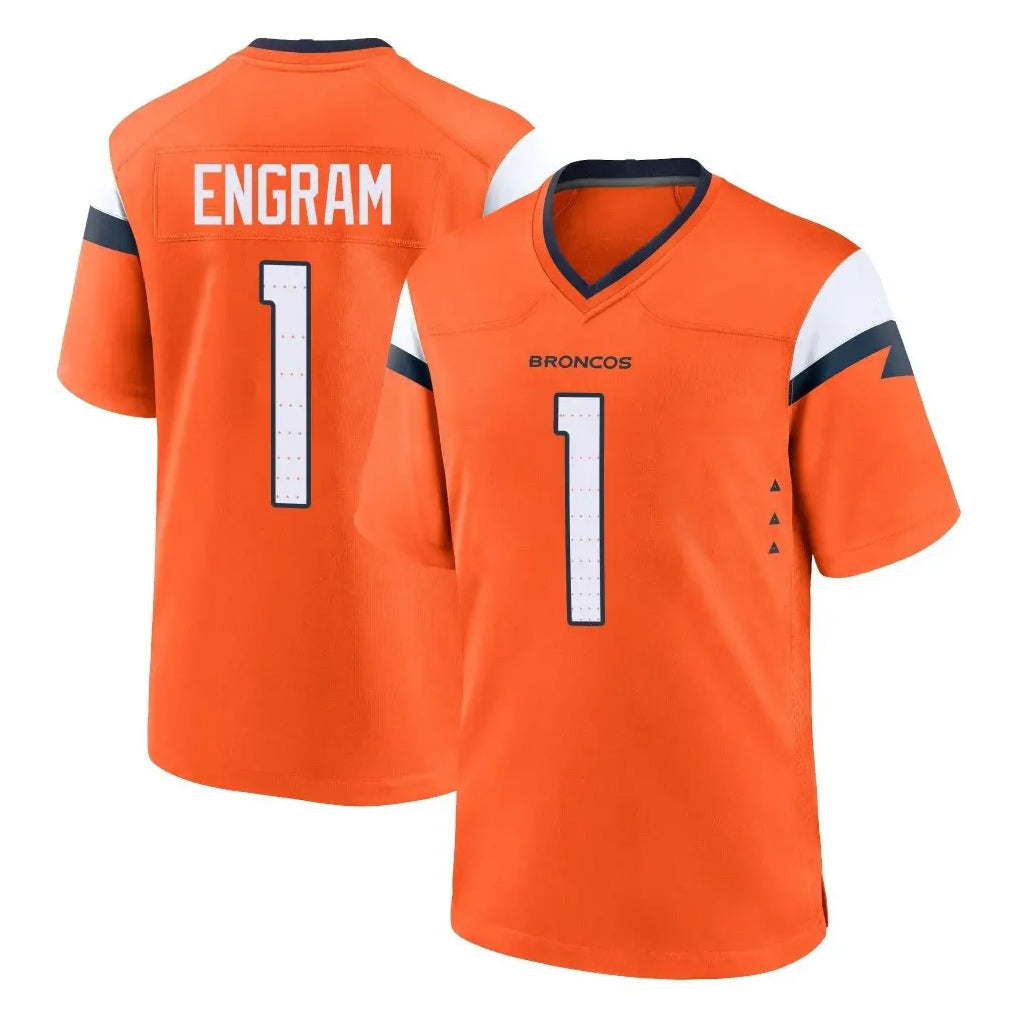 D.Broncos #1 Evan Engram Player Orange Home Game Ldoa Stitched Jerseys