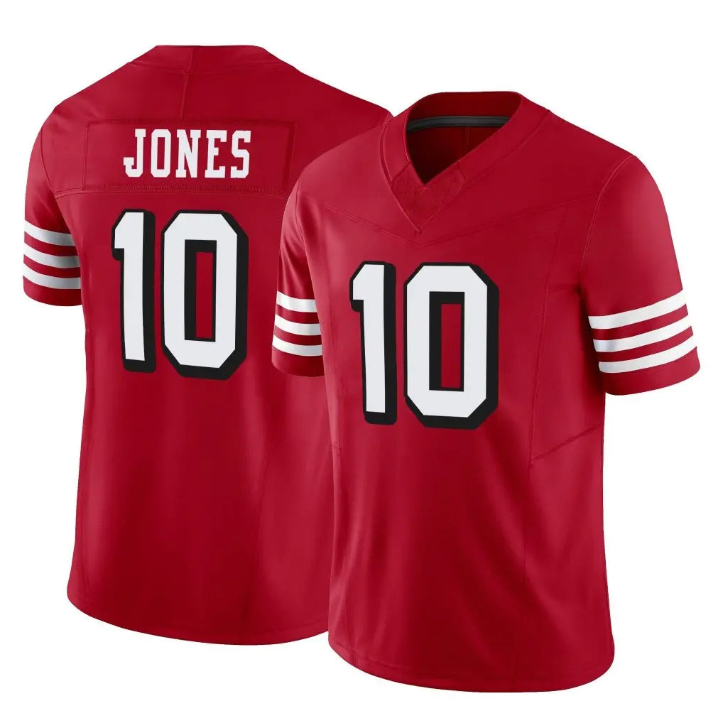 SF.49ers #10 Mac Jones Player Red Limited Alternate Vapor F.U.S.E. Home Game Ldoa Stitched Jerseys