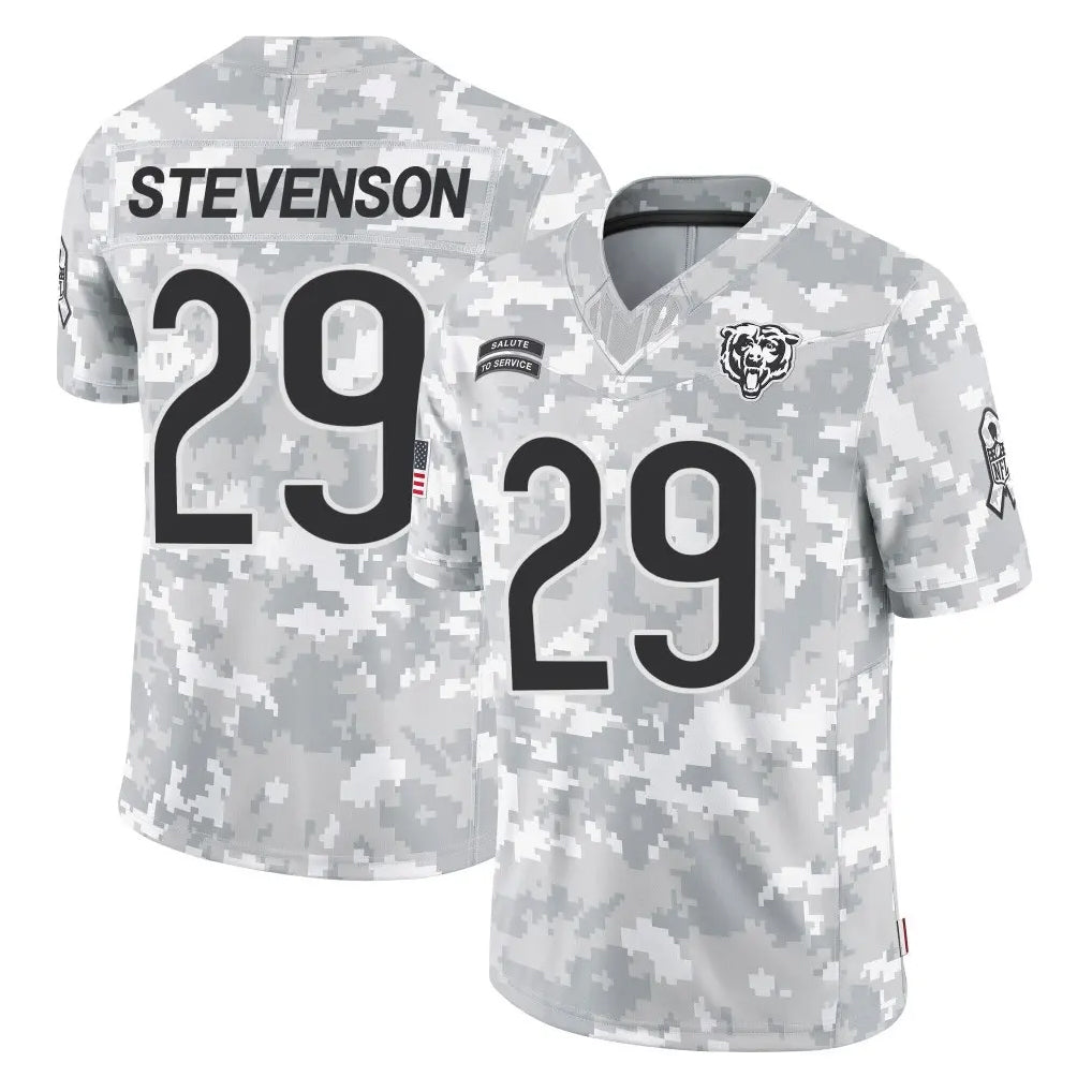 C.Bears #29 Tyrique Stevenson Player Arctic Camo Salute to Service Limited Ldoa Stitched Jerseys