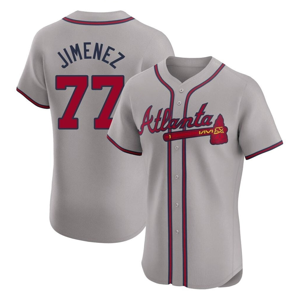 A.Braves #77 Joe Jimenez Player Gray Limited Elite Home Game Ldoa Stitched Jerseys
