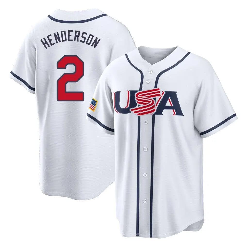 B.Orioles #2 Gunnar Henderson Player White USA 2026 World Classic Home Game Ldoa Stitched Jerseys