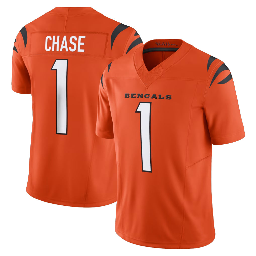 C.Bengals #1 Ja'Marr Chase Player Orange Vapor F.U.S.E. Limited Home Game Ldoa Stitched Jerseys