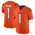 C.Bengals #1 Ja'Marr Chase Player Orange Vapor F.U.S.E. Limited Home Game Ldoa Stitched Jerseys