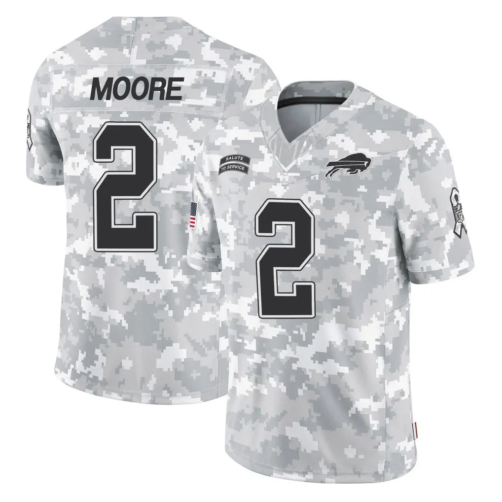 B.Bills #2 DJ Moore Player Arctic Camo Salute to Service Limited Game Xdoa Stitched Jerseys