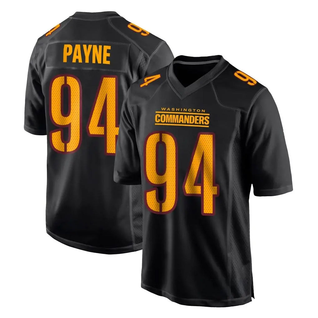 W.Commanders #94 Daron Payne Player Black Carbon Fashion Home Game Ldoa Stitched Jerseys
