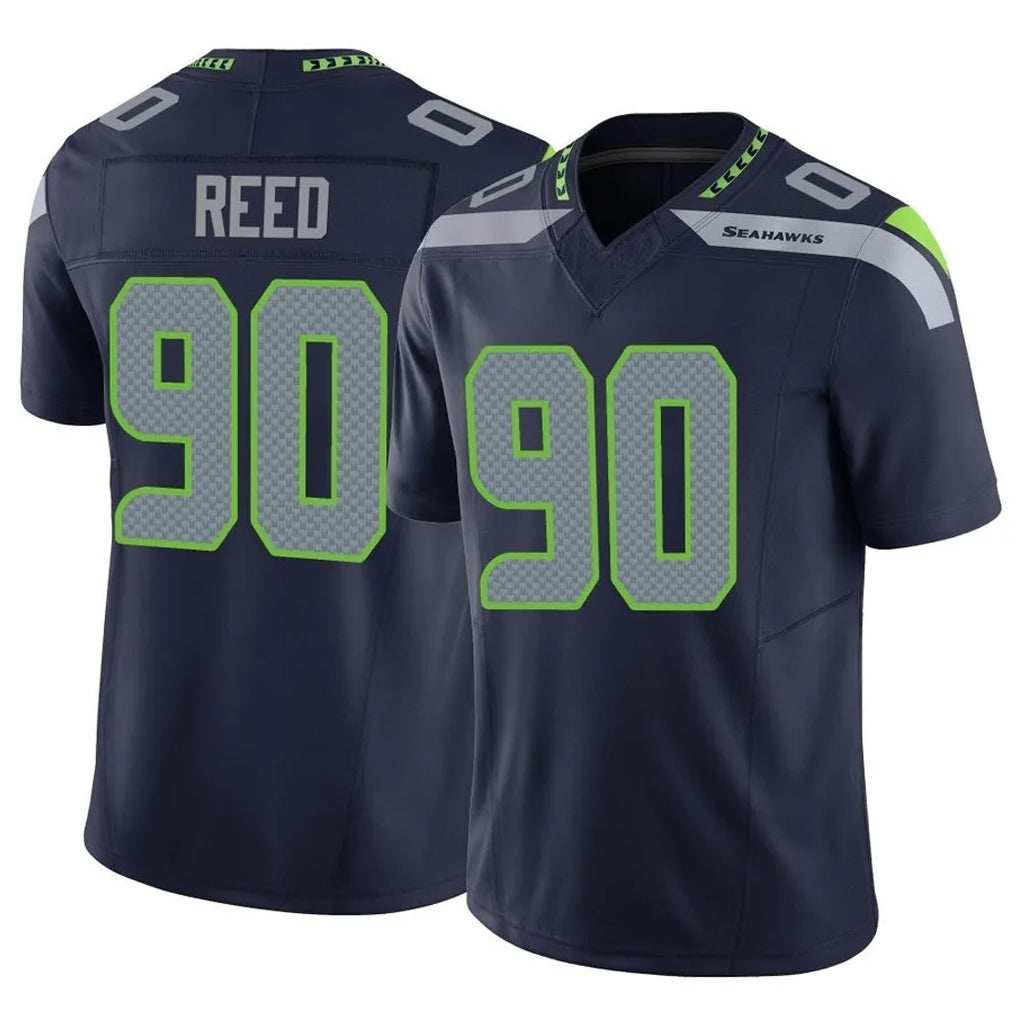 S.Seahawks #90 Jarran Reed Player Navy Limited Vapor F.U.S.E. Home Game Ldoa Stitched Jerseys
