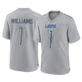 D.Lions #1 Jameson Williams Player Gray Atmosphere Fashion Home Game Ldoa Stitched Jerseys