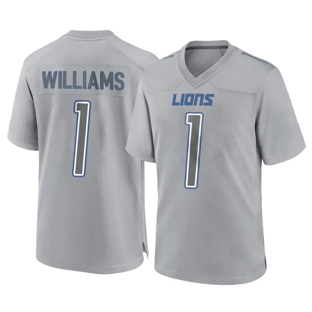 D.Lions #1 Jameson Williams Player Gray Atmosphere Fashion Home Game Ldoa Stitched Jerseys