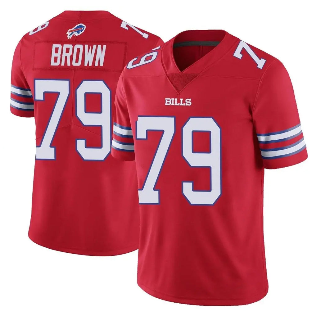 B.Bills #79 Spencer Brown Player Red Vapor Untouchable Limited Xdoa Stitched Jerseys