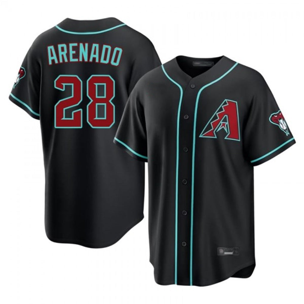 A.Diamondbacks #28 Nolan Arenado Player Black Fashion Home Game Ldoa Stitched Jerseys