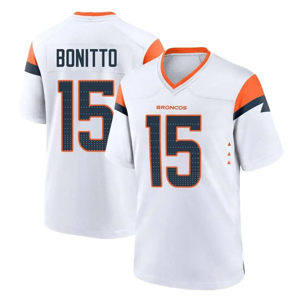 D.Broncos #15 Nik Bonitto Player White Home Game Ldoa Stitched Jerseys