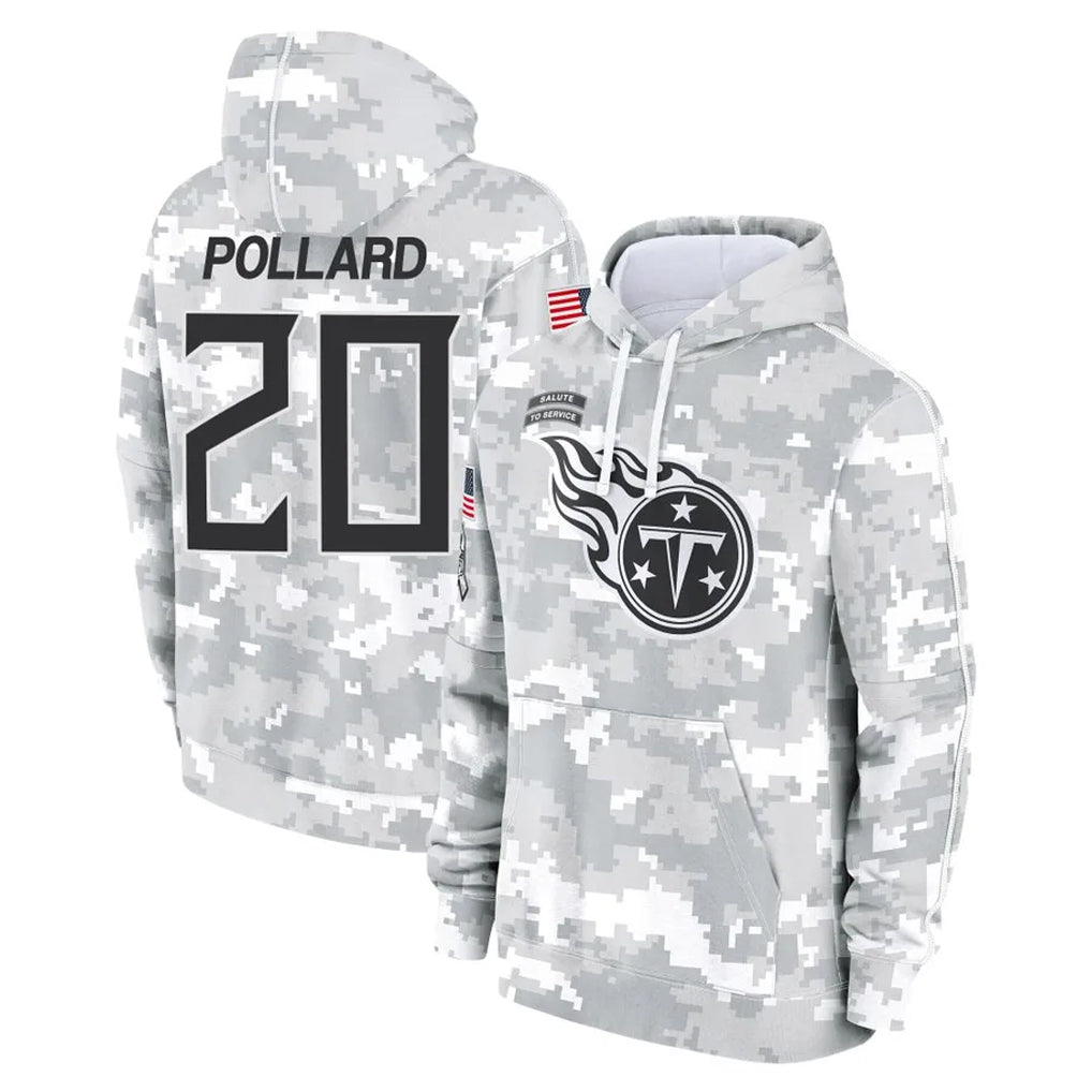 T.Titans #20 Tony Pollard Player Camo Arctic Salute to Service Pullover Hoodies Home Game Ldoa Stitched Jerseys