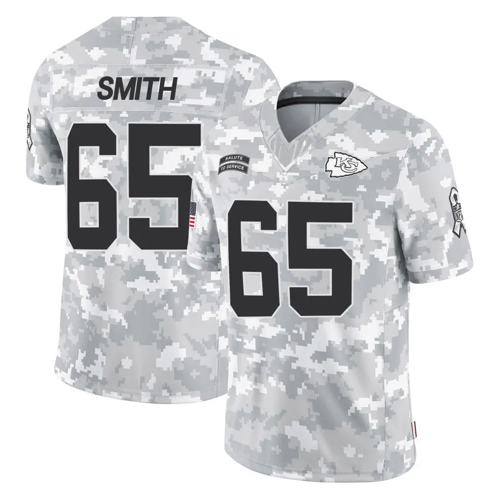 KC.Chiefs #65 Trey Smith Player Arctic Camo Salute To Service Limited Game Ldoa Stitched Jerseys