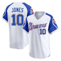 A.Braves #10 Chipper Jones Player White Throwback Cooperstown Collection T-shirt Game Ldoa Stitched Jerseys