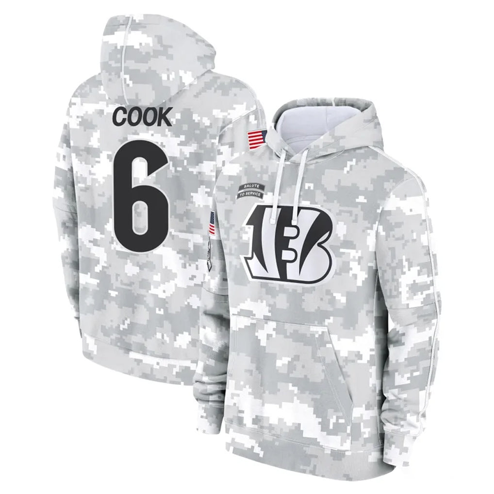 C.Bengals #6 Brian Cook Player Arctic Camo Salute to Service Pullover Hoodie Limited Ldoa Stitched Jerseys