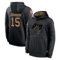 TB.Buccaneers #15 Tez Johnson Player Black Salute to Service Sideline Performance Pullover Hoodies Home Game Ldoa Stitched Jerseys