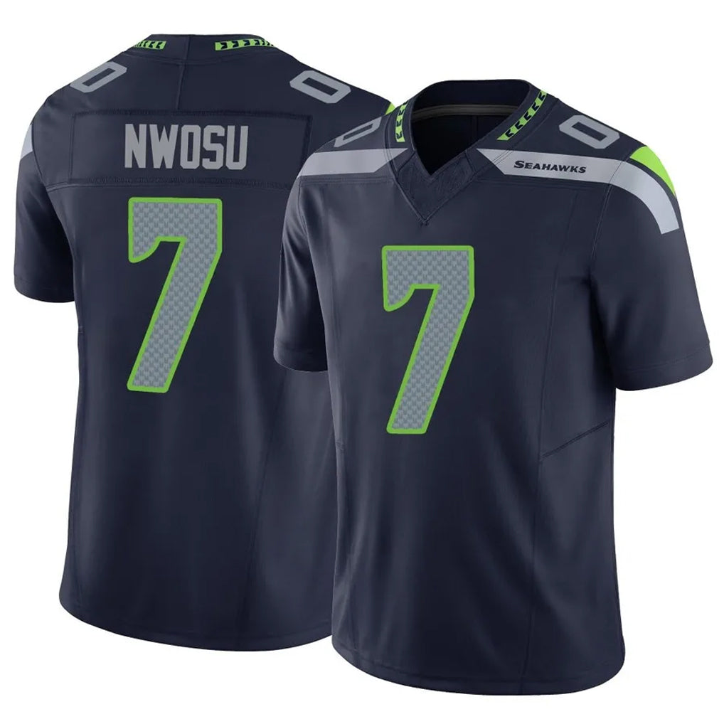 S.Seahawks #7 Uchenna Nwosu Player Navy Limited Vapor F.U.S.E. Home Game Ldoa Stitched Jerseys