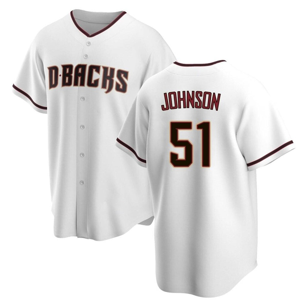 A.Diamondbacks #51 Randy Johnson Player White Home Game Ldoa Stitched Jerseys