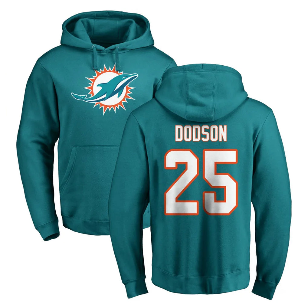 M.Dolphins #25 Tyrel Dodson Player Aqua LOGO Pullover Hoodies Limited Ldoa Stitched Jerseys