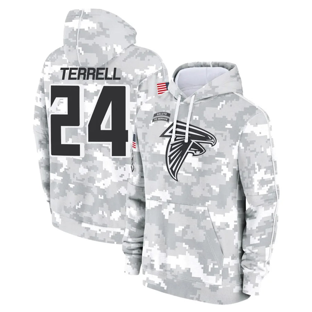 A.Falcons #24 A.J. Terrell Jr. Player Arctic Camo Salute to Service Limited Hoodie Ldoa Stitched Jerseys