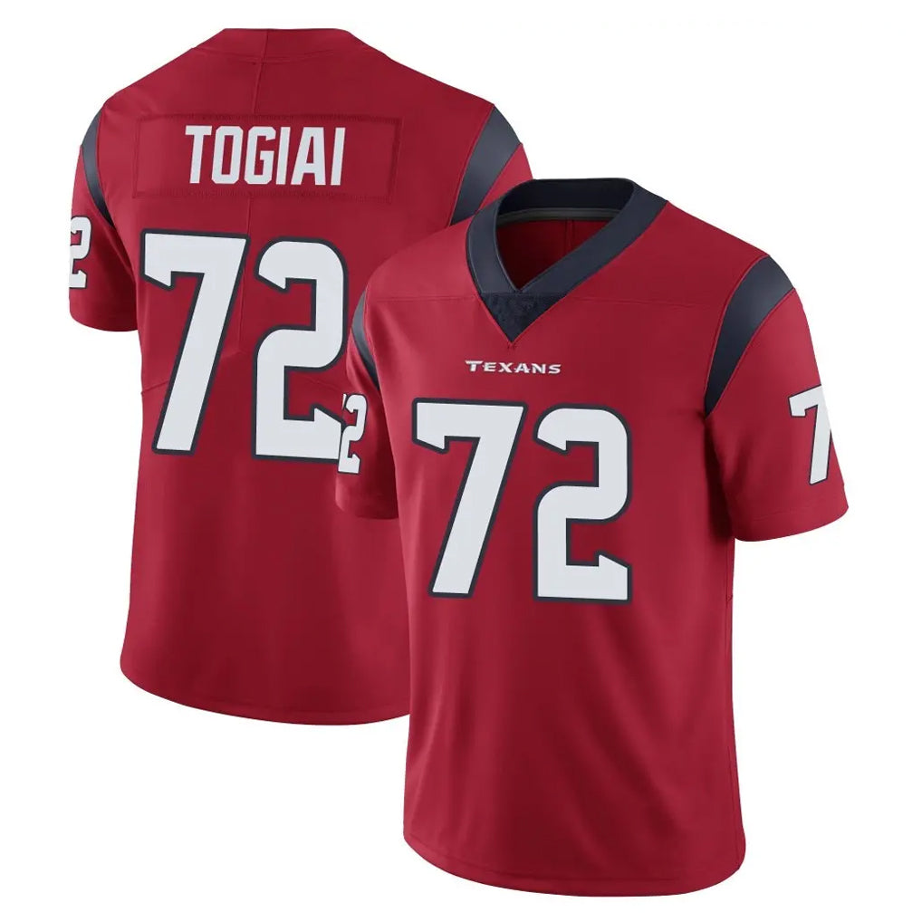 H.Texans #72 Tommy Togiai Player Red Limited Vapor Untouchable Home Game Ldoa Stitched Jerseys