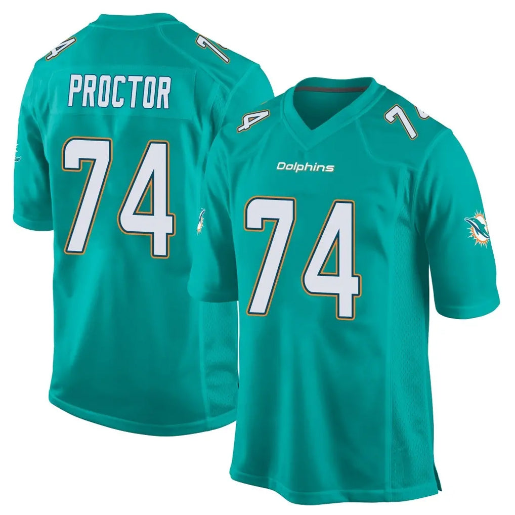 M.Dolphins #74 Kadyn Proctor Player Aqua Team Color Home Game Ldoa Stitched Jerseys