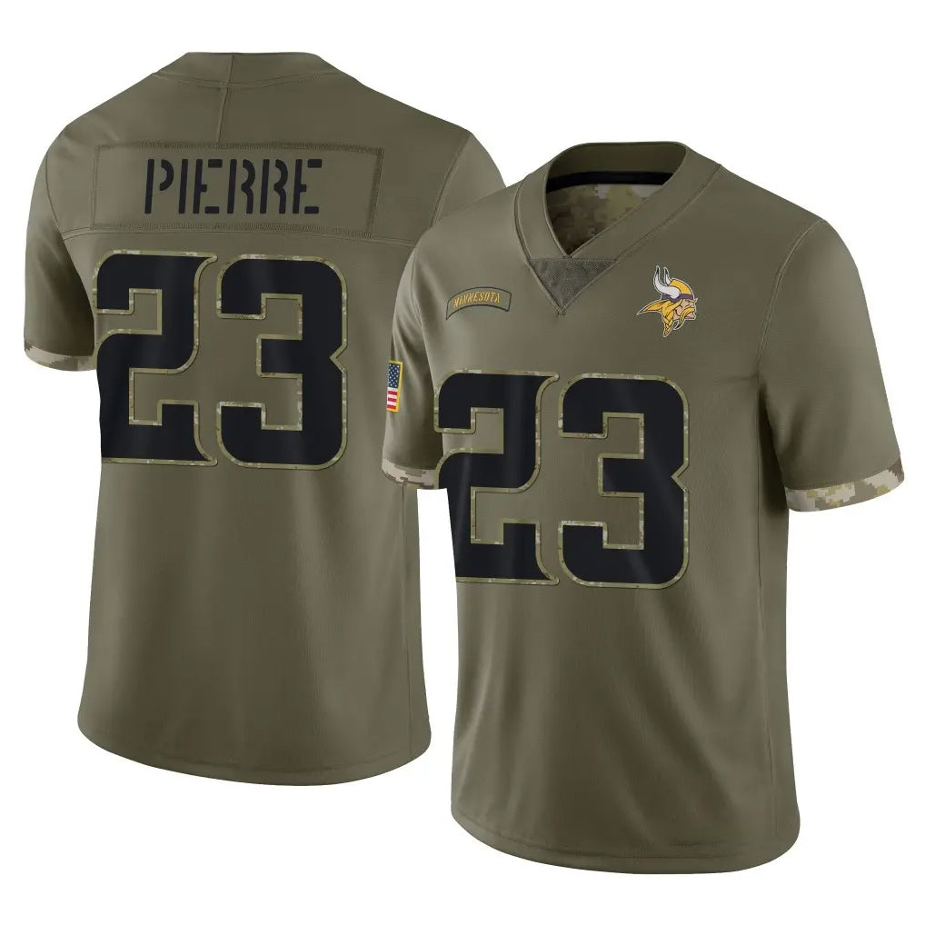 M.Vikings #23 James Pierre Player Olive Salute To Service Limited Ldoa Stitched Jerseys