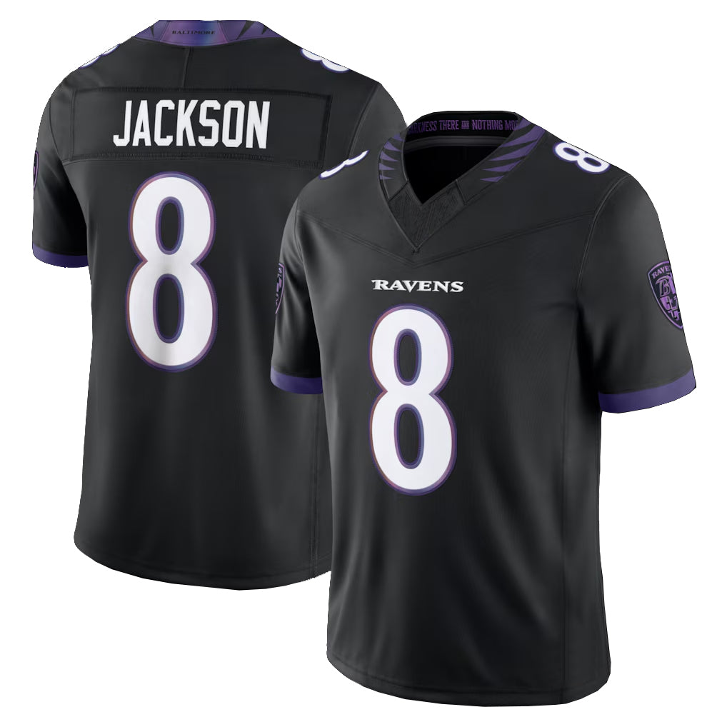 B.Ravens #8 Lamar Jackson Player Black Limited Elite Home Game Ldoa Stitched Jerseys
