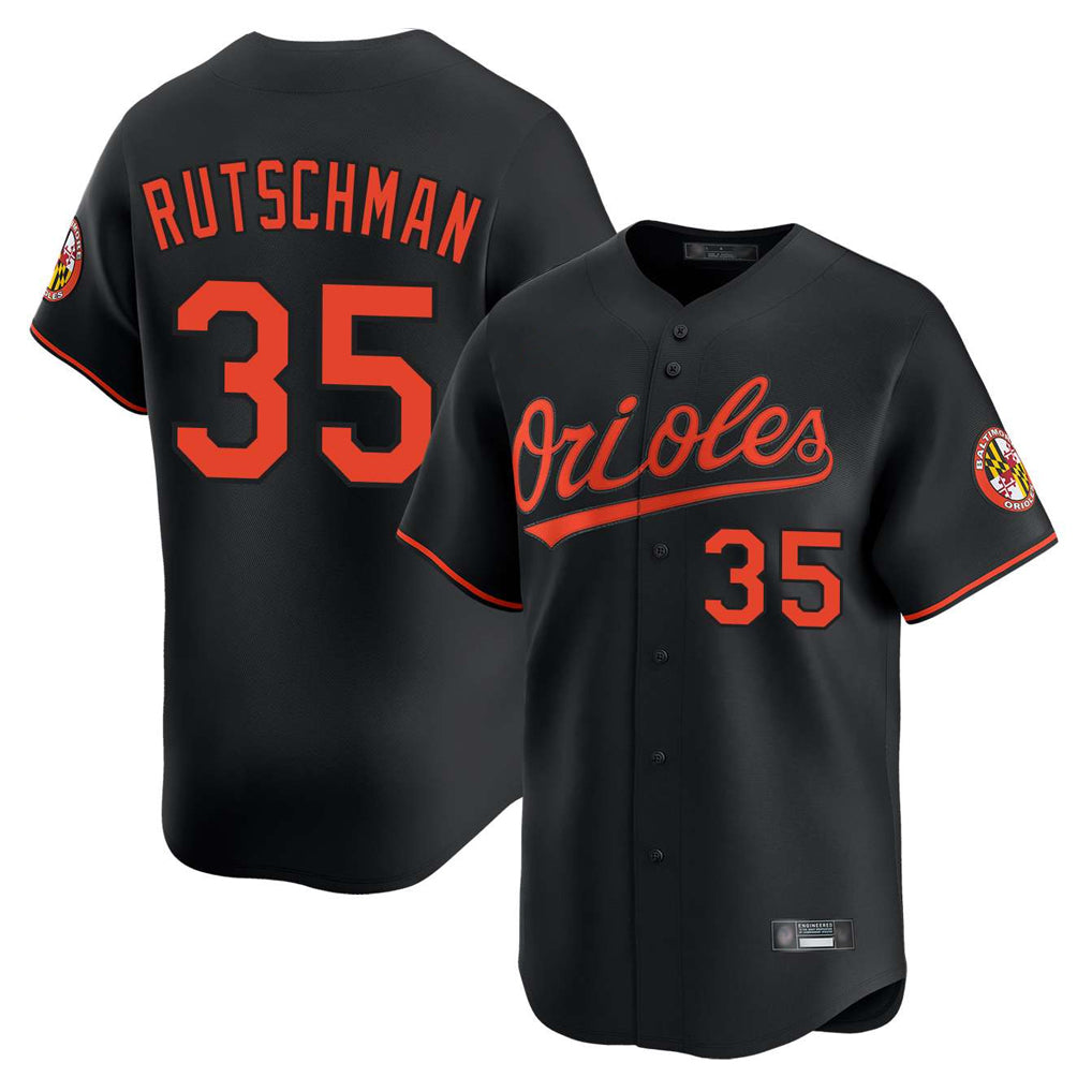 B.Orioles #35 Adley Rutschman Player Black Limited Home Game Ldoa Stitched Jerseys
