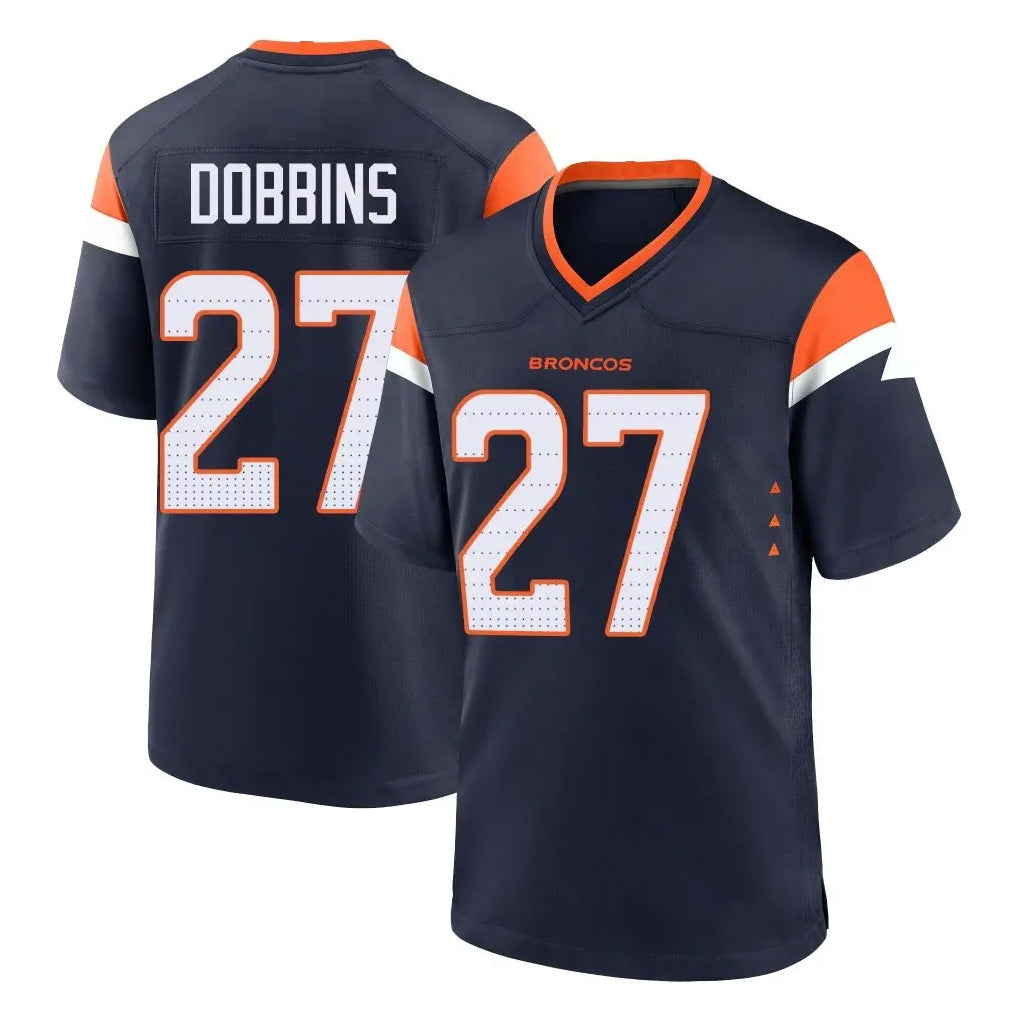 D.Broncos #27 J.K. Dobbins Player Navy Home Game Ldoa Stitched Jerseys