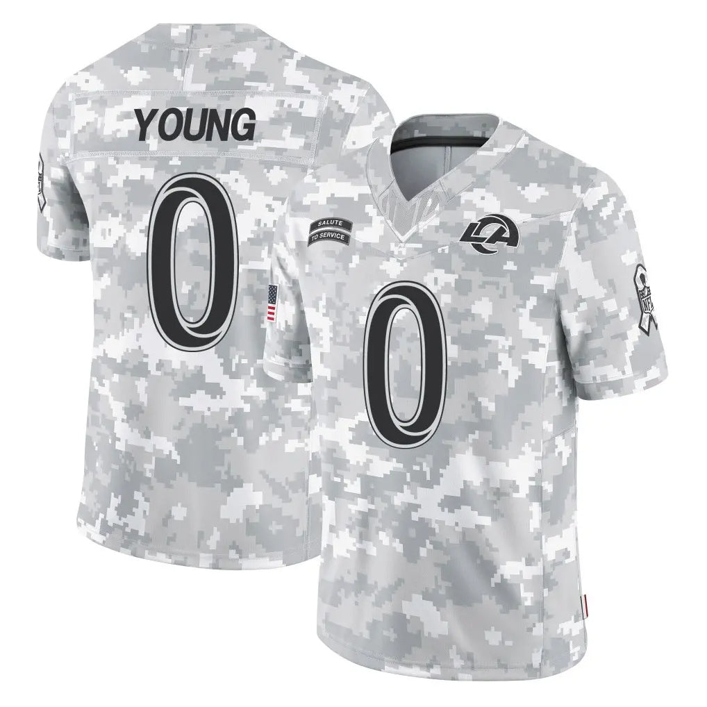 LA.Rams #0 Byron Young Player Arctic Camo Salute To Service Limited Game Ldoa Stitched Jerseys
