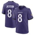 B.Ravens #8 Lamar Jackson Player Purple Home Game Ldoa Stitched Jerseys