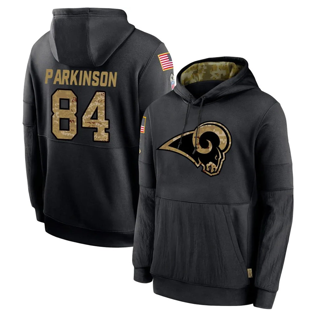 LA.Rams #84 Colby Parkinson Player Black Salute to Service Hoodies Limited Game Ldoa Stitched Jerseys