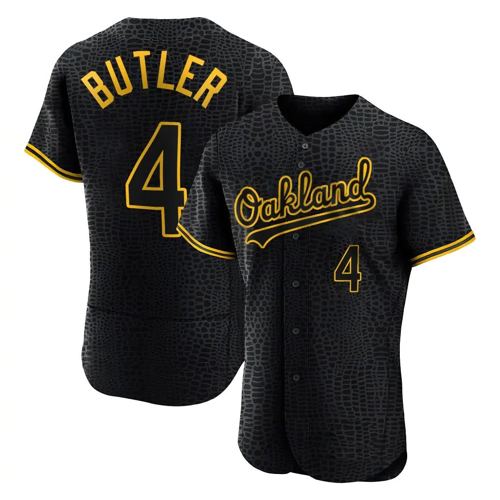 Athletics #4 Lawrence Butler Player Black Snake Skin City Limited Elite Home Game Ldoa Stitched Jerseys