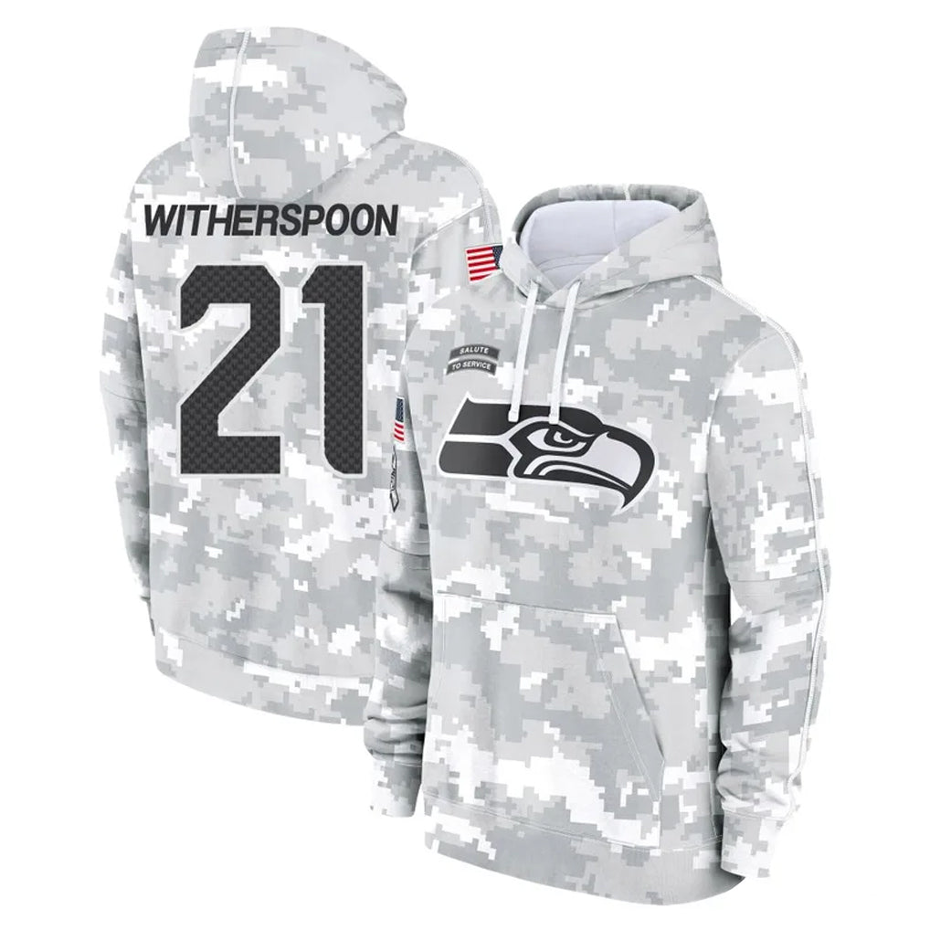 S.Seahawks #21 Devon Witherspoon Player Arctic Camo Limited Salute to Service Pullover Hoodies Game Ldoa Stitched Jerseys