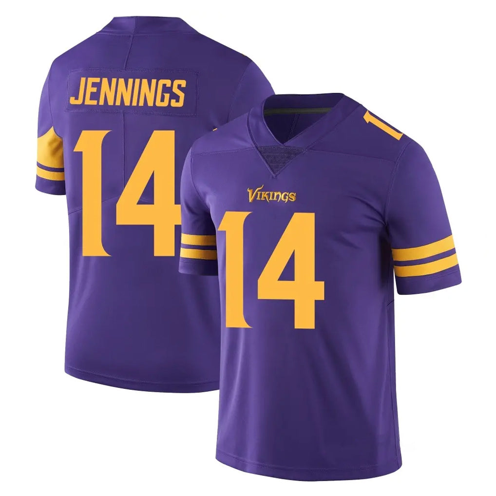 M.Vikings #14 Jauan Jennings Player Purple Limited Color Rush Home Game Ldoa Stitched Jerseys